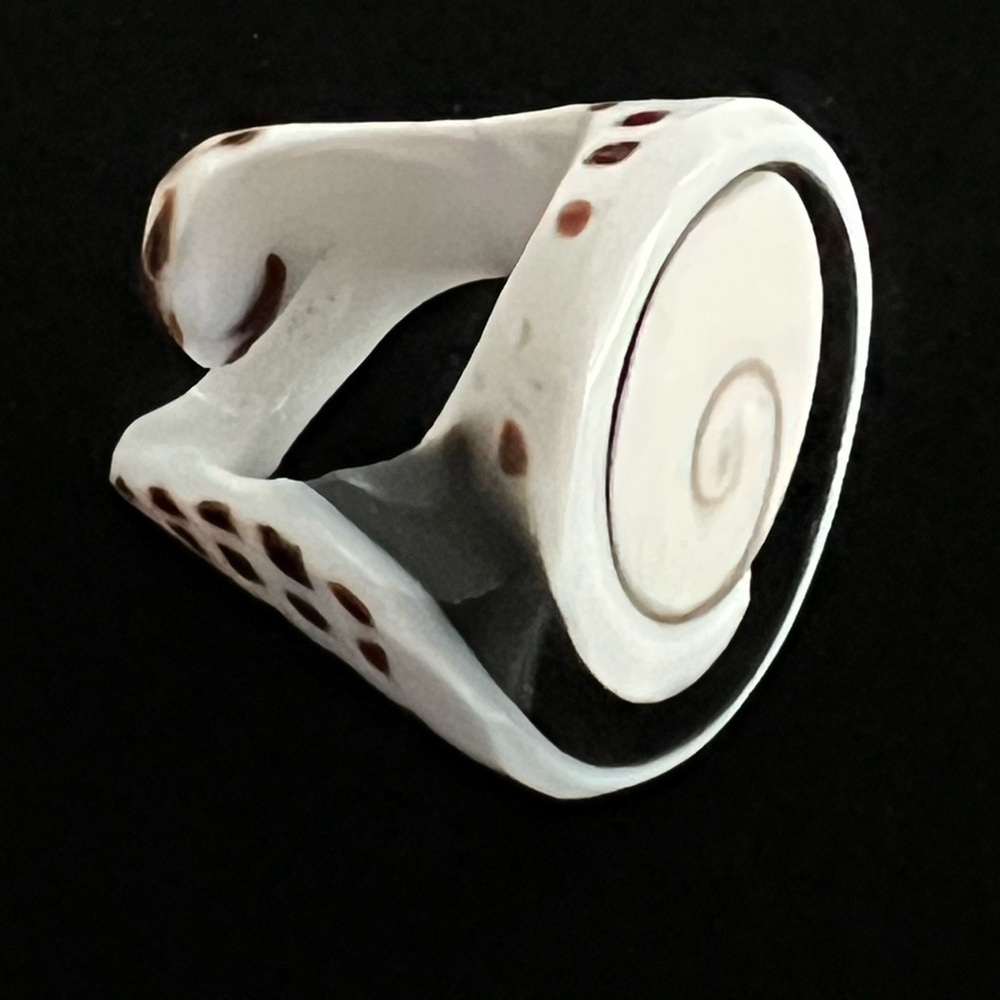 Shell Statement Round Large Ring White Black & Br… - image 3